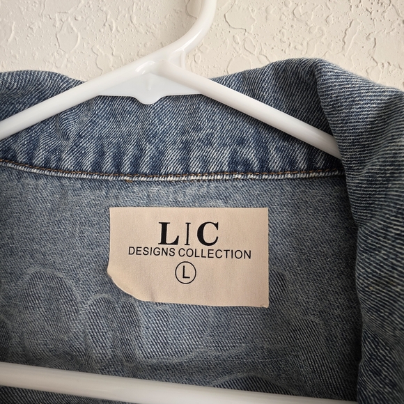 The Rolling Stones Denim Jacket with Iconic Tongue Logo - Blue & Pink - Picture 3 of 4